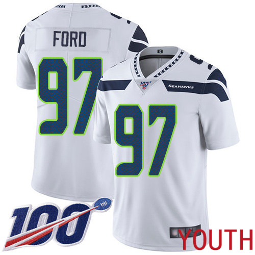 Seattle Seahawks Limited White Youth Poona Ford Road Jersey NFL Football #97 100th Season Vapor Untouchable